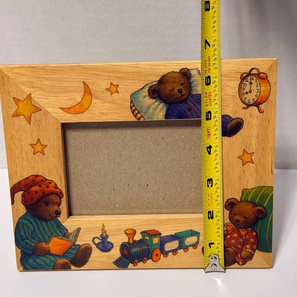 Fetco International Wood Teddy Bear Bedtime‎ Picture Frame Handcrafted